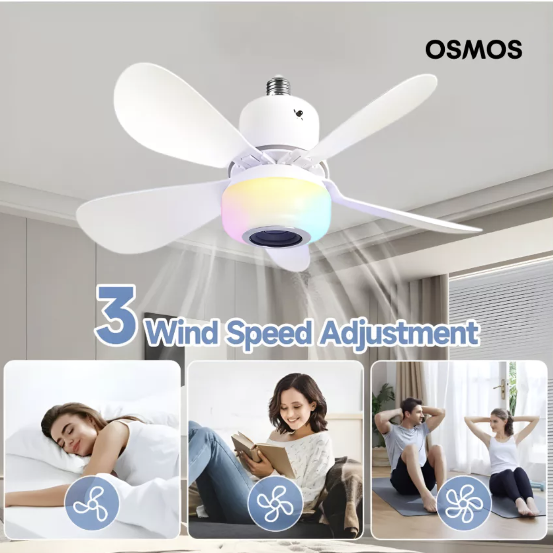 OSMOS E27 Ceiling Fan with Light